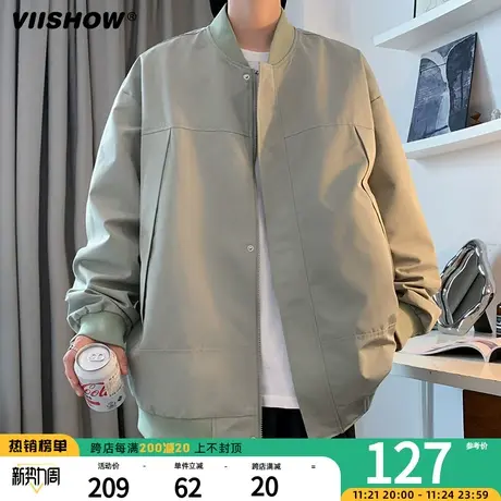 VIISHOW外套男春秋季日系复古休闲工装宽松潮牌飞行员夹克棒球服图片