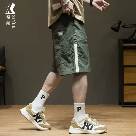 希越薄款冰丝短裤男夏季褶皱感宽松大码休闲五分裤凉感速干裤子潮商品大图