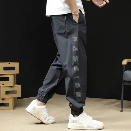 夏季轻薄运动裤子男士冰丝薄款宽松大码24新款速干男裤休闲九分裤商品大图