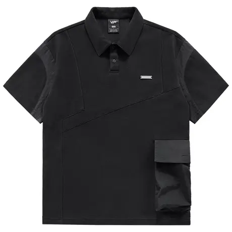 VIP拼接短袖polo衫男士夏季宽松翻领半袖T恤机能小众设计感上衣潮图片