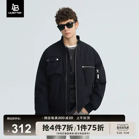 Lilbetter飞行员夹克棉衣冬季外套男新款棒球服设计感工装棉服LB商品大图