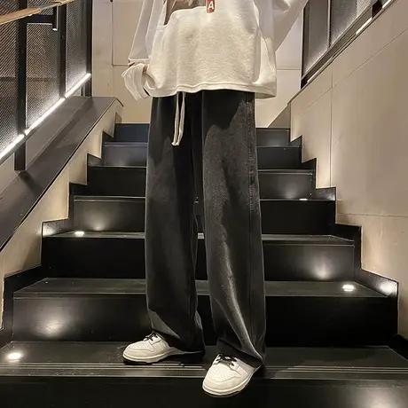 复古牛仔裤男款秋季直筒宽松潮牌阔腿美式高街潮流休闲长裤子男生商品大图