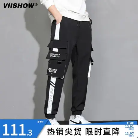 VIISHOW加绒工装裤子男款冬季宽松潮牌学生运动美式男士休闲长裤商品大图