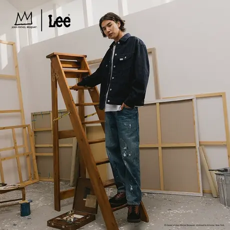 【Basquiat联名】Lee24春季新品中蓝色男牛仔裤潮流LMB241601203图片