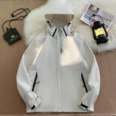 美式机能工装外套男高街oversize情侣日系户外潮牌连帽冲锋衣夹克商品大图