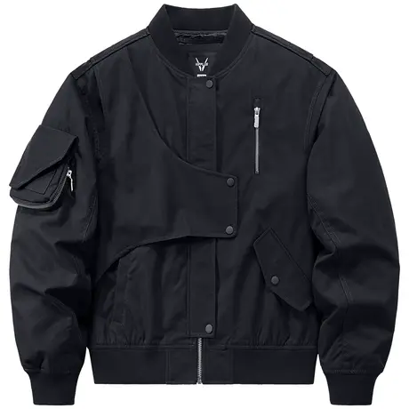 VIP美式高街飞行夹克男春秋潮牌落肩袖棒球服小众高级设计感外套图片