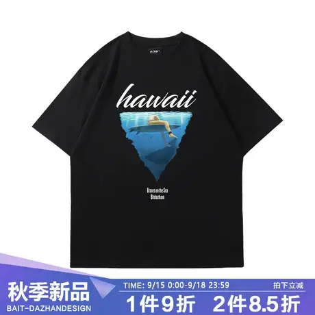 夏季男短袖夏威夷风景欧美ins风西海岸潮牌情侣t恤纯棉中袖衣服女图片