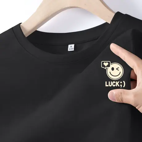 KV真维斯黑色短袖t恤女2024新款夏圆领正肩显瘦宽松上衣休闲百搭图片