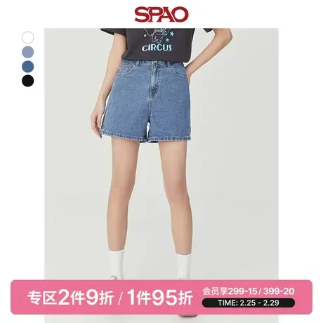 SPAO女士牛仔裤春季新款休闲高腰牛仔短裤SPTND25P64商品大图