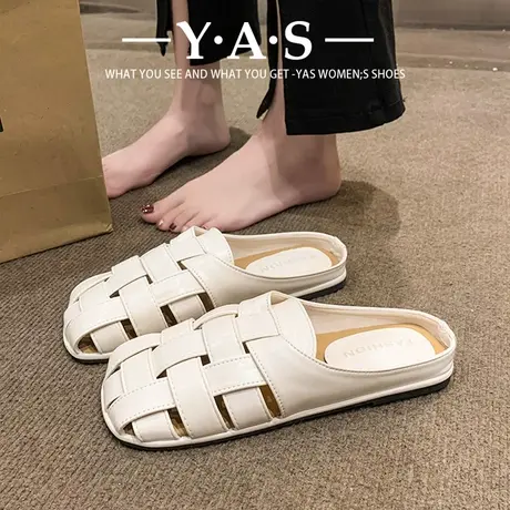 拖鞋女夏季外穿2024新款平底懒人孕妇办公室包头罗马半拖鞋穆勒鞋商品大图