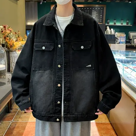 青少年2024春秋季新款牛仔外套男孩学生潮流夹克大童高中生上衣士图片