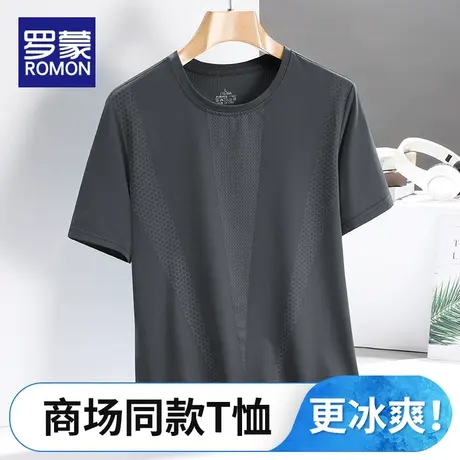 罗蒙冰丝短袖t恤男士夏季透气衣服2023新款速干运动体恤半袖男装图片