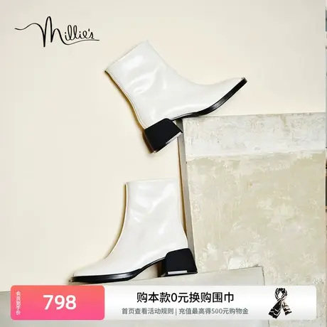 妙丽魔方热可可靴冬新款简约优雅英伦风厚底切尔西靴女靴7363ADZ3商品大图