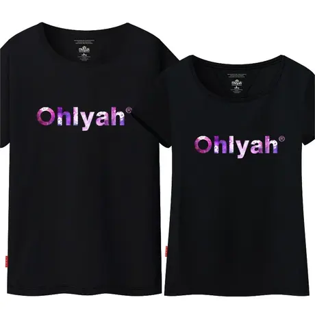 Ohlyah品牌2023新品短袖情侣装夏字母星空英文圆领t恤男女打底衫图片