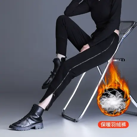 休闲羽绒裤女冬季加厚加绒裤子2023新款高腰休闲九分束脚靴裤棉裤图片