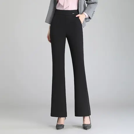 高腰微喇裤女秋季气质通勤职业裤2023新款黑色显瘦长裤休闲喇叭裤图片
