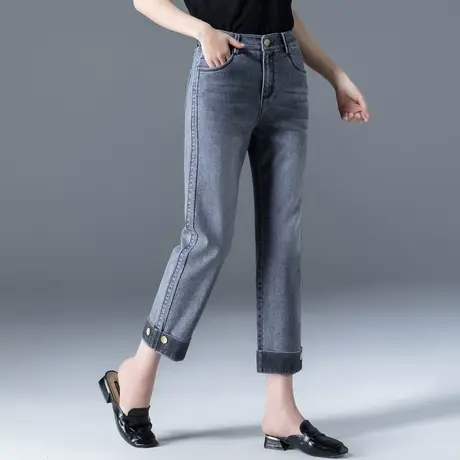 牛仔裤女直筒裤夏季薄款裤子八分九分裤小个子烟管裤2023新款女裤商品大图