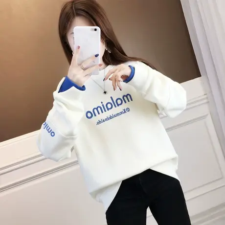 卫衣女春秋季韩版宽松bf慵懒风ins薄款百搭学生假两件上衣外套潮商品大图