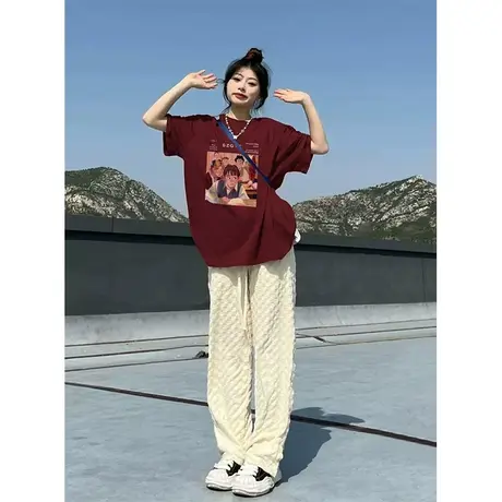 纯棉重磅设计感短袖t恤女夏季潮牌宽松小众港味复古chic半袖上衣图片