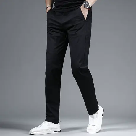 黑色男士休闲裤夏季轻薄款2023新款修身直筒弹力百搭商务男装裤子商品大图