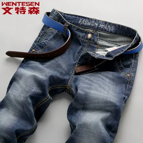 清仓款弹力男士牛仔裤2023新款直筒修身青年裤子潮牌休闲男装男裤商品大图