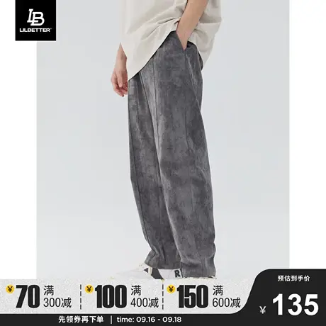 Lilbetter男士仿麂皮绒裤子潮牌直筒复古长裤宽松休闲裤秋冬男裤商品大图