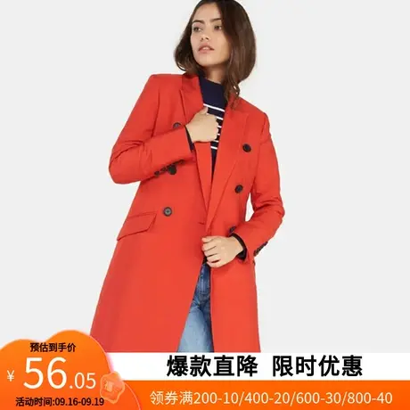 艾格秋冬外套简约大气修身中长款大衣女W660商品大图