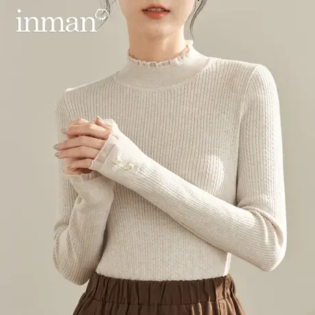 茵曼旗舰店官网半高领毛衣女2023秋装新款保暖内搭打底针织衫上衣图片