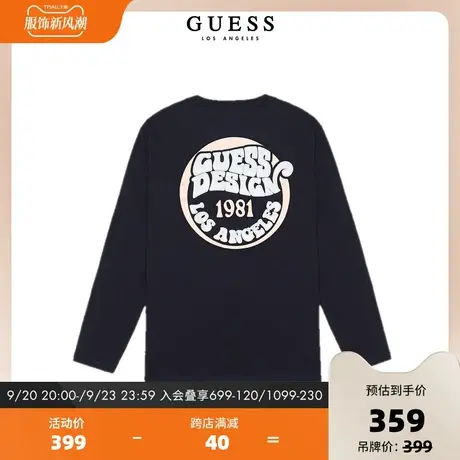 GUESS23 新款秋男士时尚休闲圆领打底衫长袖纯色T恤-M3BI43K8FQ4图片