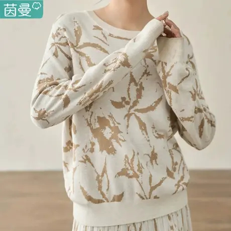 茵曼官方旗舰店套头毛衣女装2023新款秋冬圆领宽松针织衫上衣打底图片