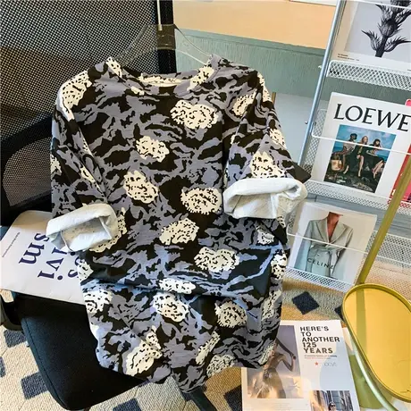 2023夏季新款情侣装体恤设计感小众上衣服宽松短袖正肩t恤女ins潮商品大图