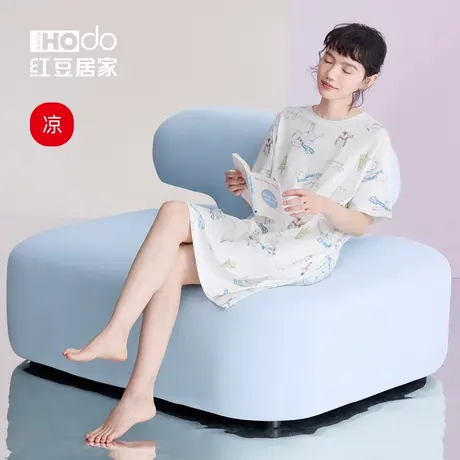 红豆【凉凉衣】短袖睡裙女A类凉感莫代尔棉睡衣宽松卡通家居服夏图片