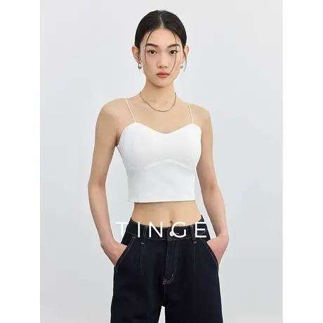 TINGE贴己细肩带带胸垫露脐吊带背心女夏辣妹打底bra一体内搭上衣商品大图
