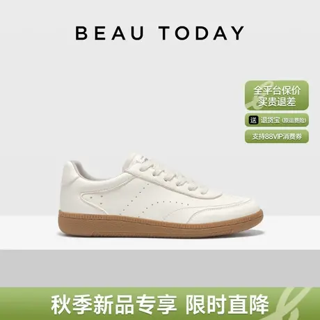 BeauToday德训鞋女2025新款夏透气运动休闲鞋平底小白鞋真皮单鞋商品大图
