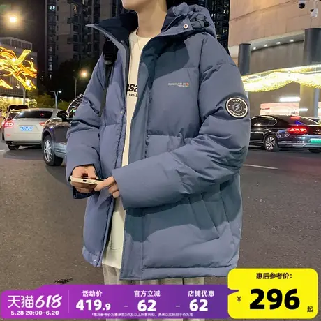 唐狮2024冬季新款男羽绒服连帽短款宽松韩版潮流加厚保暖外套DY商品大图