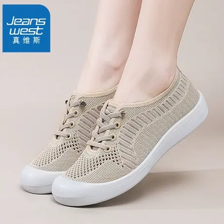 HH真维斯不系带女鞋夏季网面透气薄款妈妈鞋中老年舒适老北京布鞋商品大图