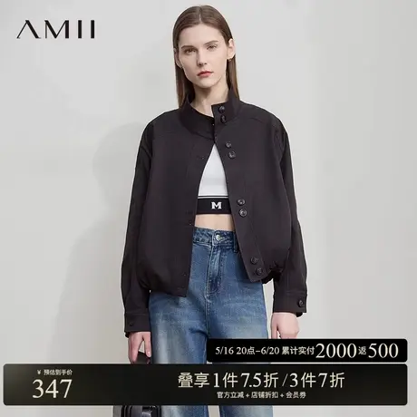 AMII【日系极简风】2025春简约日系风宽松休闲夹克春装女上衣外套商品大图