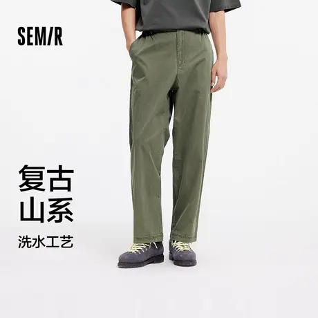 森马休闲裤男复古山系宽松直筒裤夏季纯色百搭裤子轻洗水长裤潮流图片