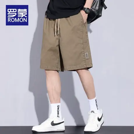 罗蒙休闲短裤夏季宽松透气美式潮牌中裤男款2025新款纯棉五分裤男图片