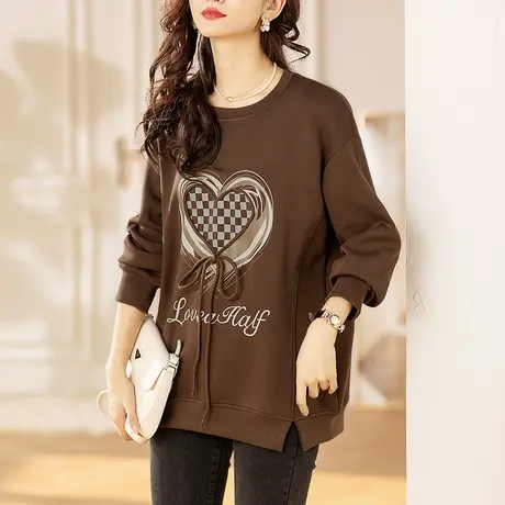 卫衣女春秋季新款宽松加大码女装胖妈妈中长款遮肚子显瘦上衣外套图片