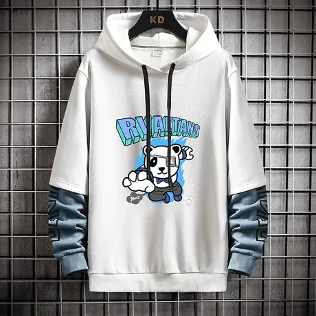 秋季大童假两件卫衣男孩连帽外套初中高中学生宽松秋装青少年上衣商品大图