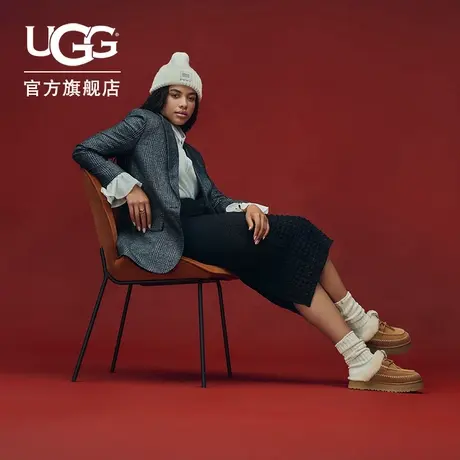 UGG秋季女士时尚舒适纯色厚底系带装饰休闲半拖包头拖 1158260商品大图