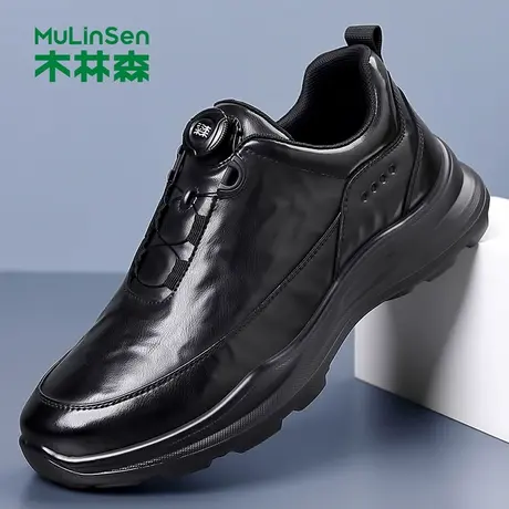 木林森男鞋2025秋季新款真皮商务休闲鞋男英伦软底软皮运动皮鞋男商品大图