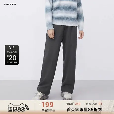 sdeer圣迪奥女装秋运动休闲松紧抽绳插袋直筒长裤S233Z0810商品大图