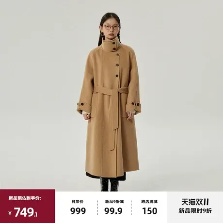 11/10 20点新品9折omont 绵羊毛双面呢大衣2023冬新长款毛呢外套商品大图