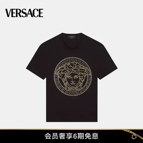 【新年礼物】VERSACE/范思哲 男士铆钉缀饰Logo圆领短袖棉质T恤商品大图