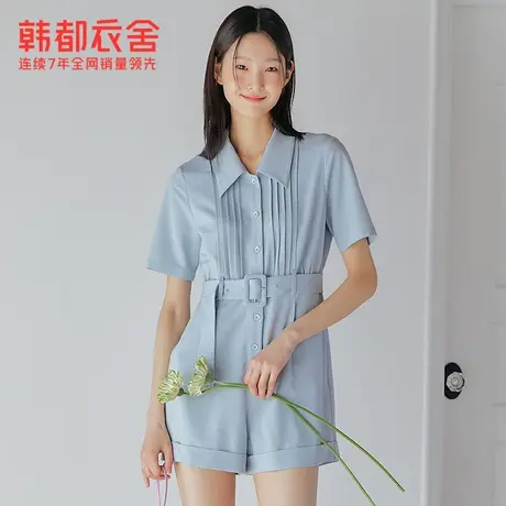 韩都衣舍衬衫领连体裤女夏新款女装可盐可甜收腰日系休闲短裤商品大图