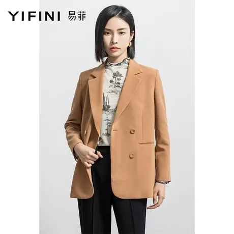 Yifini/易菲春秋新款宽松西服通勤西装英伦卡其色炸街外套女图片