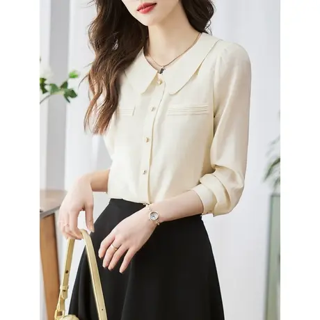 时尚气质淑女长袖衬衫2023年春季新款温柔减龄宽松显瘦通勤上衣图片
