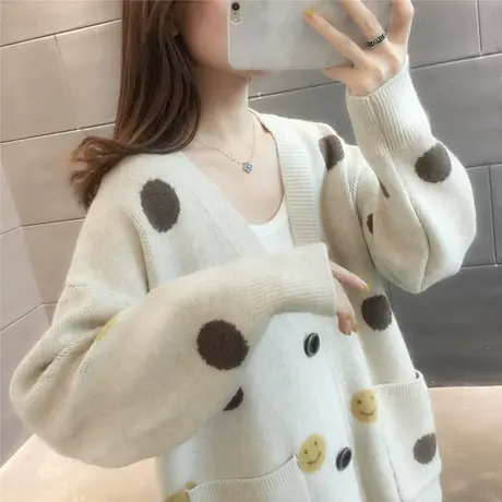 网红同款ins风针织衫女开衫宽松2023年春季新款女士时尚毛衣外套图片